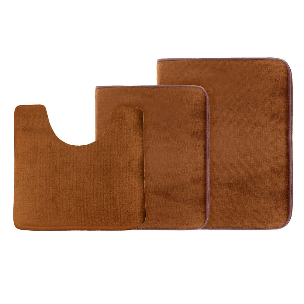 Clara Clark 3-Pack Bath Mat Set Large, Small and Contour Bathroom Rug Set, ABS