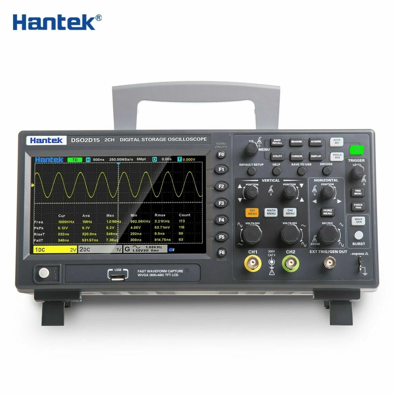 Hantek Digital Storage Oscilloscope 1gsa/S 8M DSO2C10 DSO2C15 DSO2D10 DSO2D15
